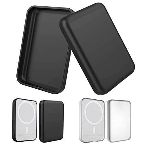 2 Pack Case Compatible with Magsafe Battery Pack Cover, Ultra-Thin TPU Shockproof Case Slim Scratch Resistant Cover Protective Bumper Shell for Magsafe Battery Pack - color: Transparent/Matte Black