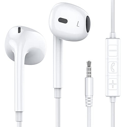 MOSWAG Wired Earbuds with Microphone, 3.5mm Jack in-Ear Headphones, White - color: White, size: 1 pack