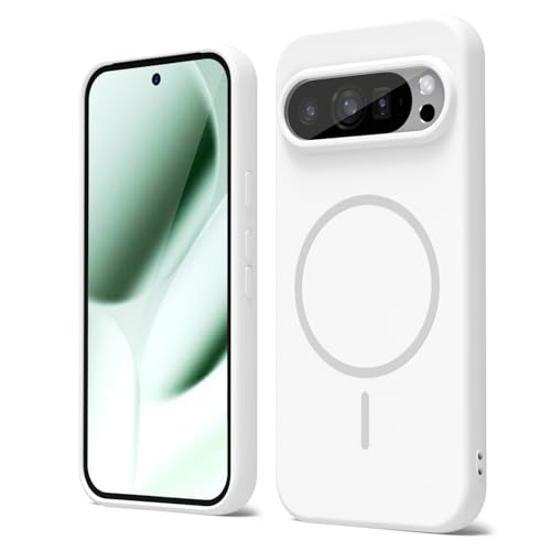 oakxco for Google Pixel 10 Pro XL Case Silicone Mag Safe, Magnetic Slim Thin Phone Case Compatible with Magsafe, Women Girls Cute Girly Aesthetic Soft Rubber Gel Safecase with Camera Cover, White - color: White, size: Pixel 10 Pro XL