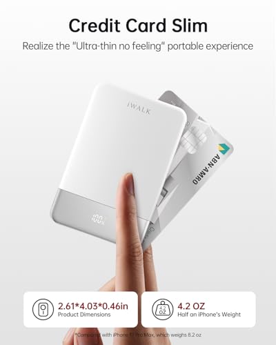 iWALK Magsafe Portable Charger 5,000mAh, Ultra-Slim Magnetic Wireless Power Bank with LED Display, PD 20W USB-C Fast Charging Battery Pack, Compatible with iPhone 17/17 Pro/16/15/14/13 Series, White - color: White