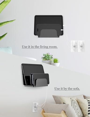 Wall Mount Phone Holder, Black - color: Black