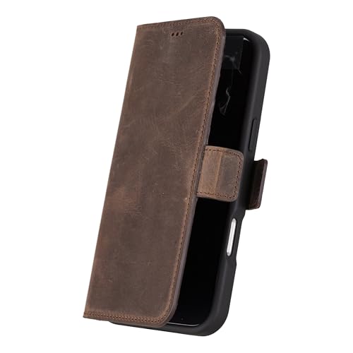 Bayelon Leather Wallet Case for iPhone 16 Pro 6.3" - Flip Cover Card Holder, iPhone 16 Pro Wallet Folio Case, Kickstand, MagSafe Compatible RFID, Real Leather iPhone 16 Pro Cover (Dark Brown) - color: Dark Brown, size: iPhone 16 Pro
