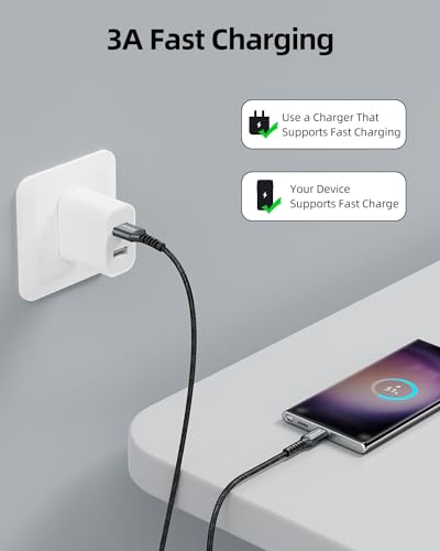 Short USB A to USB C Cable 1.5FT 3Pack, 18 inch USBC Cable 3A Fast Charging - color: Black, size: 1.5FT