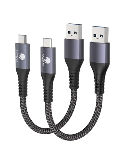 CONMDEX Android Auto USB Cable [1.5ft, 2-Pack] 10Gbps, 3A Fast Charging - color: Grey, size: 1.5ft+1.5ft, style: 2Pack