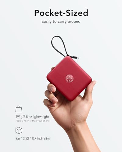 VRURC 10000mAh Portable Charger Power Bank Built-in Cables - color: Red