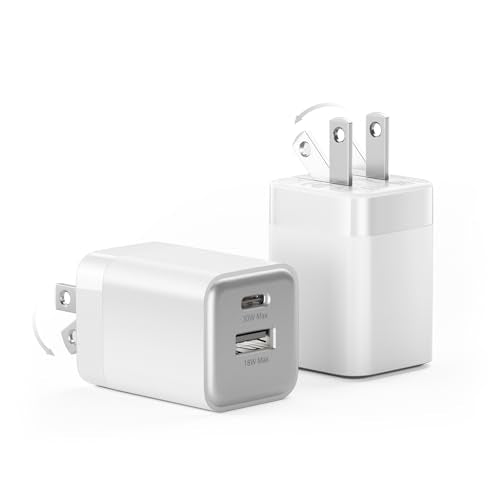 wegear 30W Fast Charger, Dual Port USB C Wall Charger with Foldable Plug - color: White, size: 2 Packs