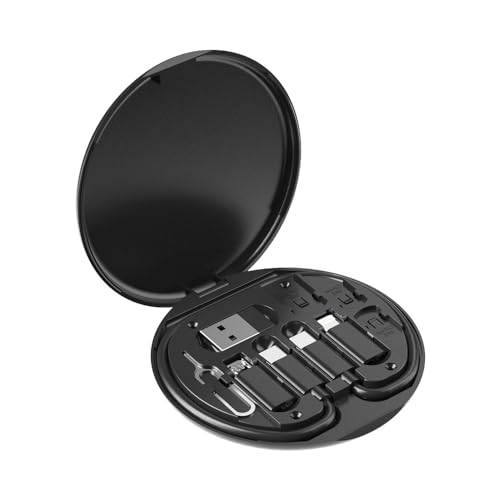 ZALUJMUS Multifunctional Data Cable Storage Box Adaptor for USB-C and Micro-USB Devices Universal Data Transfer Cable (Black) - color: Black