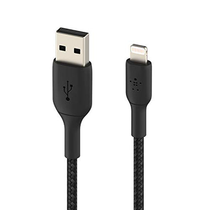 Belkin USB A to Lightning Braided Cable 3.3ft Fast iPhone Charger Cord - color: Black, style: 3.3 ft