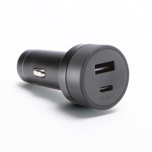 Mophie 42W Dual USB-C + USB-A Car Charger, Universal AUX Compatibility - style: USB-C & USB-A