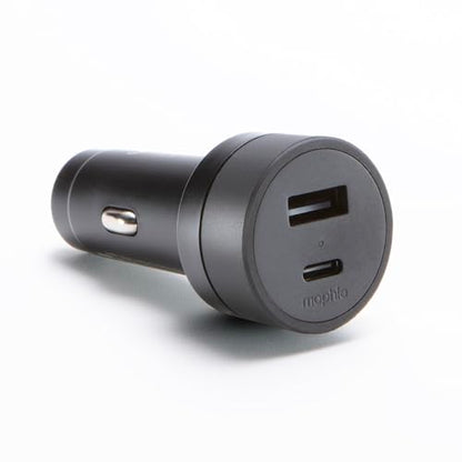 Mophie 42W Dual USB-C + USB-A Car Charger, Universal AUX Compatibility - style: USB-C & USB-A