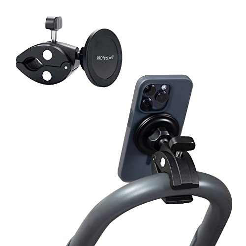 PROfezzion Gym Fitness Magnetic Phone Mount for MagSafe, Heavy Duty Clamp