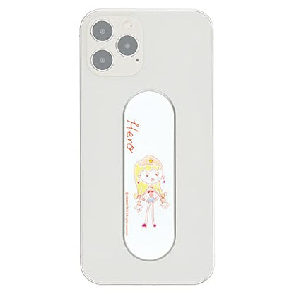 Momostick Flatstick, Cell Phone Finger Grip Strap Holder for Hand, Cell Phone Stand, New Slim Finger Loop Selfie Grip Compatible with Most Smartphones-Little Hero Girl - color: Little Hero Girl
