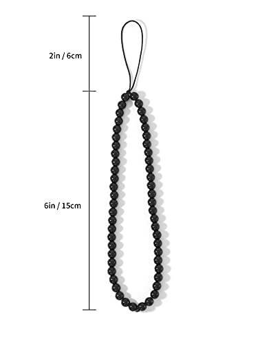Natural Semi-Precious Gem Stones Beaded Phone Charm - style: Black Agate