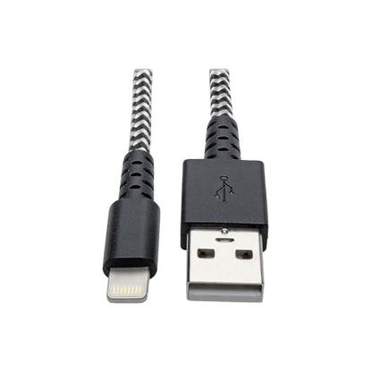 TRIPP LITE Heavy Duty USB to Lightning Charging & Data Cable, Heavy Duty with Braided Jacket, MFi Certified for Apple iPhone, iPad & iPod - 3 Feet / 1 Meter, 2-Year Warranty (M100-003-HD) - color: Black/White, size: 3 ft. (Heavy Duty)