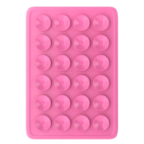 StickyGrippy Suction Phone Case Mount, Sillicon Adhesive Phone Accessory for iPhone and Android, Hands-Free Fidget Toy Mirror Shower Phone Holder, Tiktok Videos and Selfies (Bubble Gum) - color: Bubble Gum
