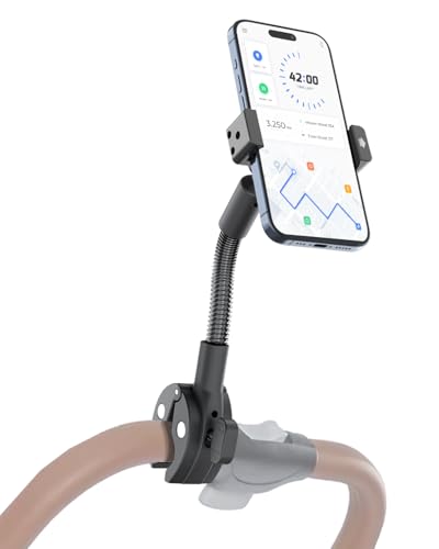 Stroller Phone Holder, Rigid Gooseneck Clamp for Round Bars
