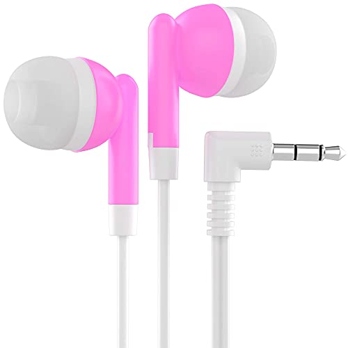 Maeline Bulk Earbuds with 3.5 mm Headphone Plug - 20 Pack - Pink - color: Pink, size: 20 Pack