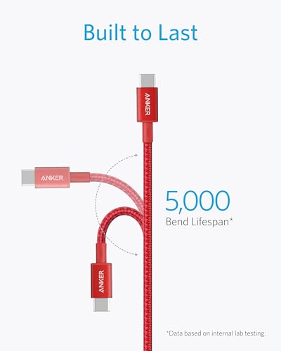 Anker USB C to USB C Cable, 100W Fast Charging Cable (1-Pack, 6 ft, Red) - color: Red, size: 10ft