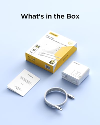 Pisen 120W 4-Port GaN USB-C Charger Block With 6FT USB-C To C Cable For MacBook Pro/Air, Pixelbook, iPad, iPhone, Samsung, Pixel 8, Steam Deck