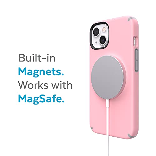 Speck iPhone 13 Case - Drop Protection & Scratch Resistant, Built for MagSafe for iPhone 13 Cases - Dual Layer Case, Slim Design Case for iPhone 13 - Rosy Pink, Cathedral Grey CandyShell Pro - color: Rosy Pink/Cathedral Grey