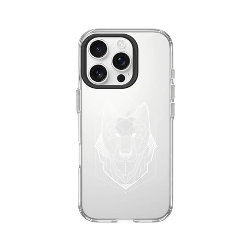RhinoShield Clear Phone Case for iPhone 16 Pro | Anti-Yellowing, Transparent, High Clarity, Shockproof, Military Grade Drop Protection - color: Geometric Wolf, size: iPhone 16 Pro