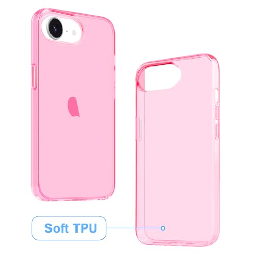 JJGoo for iPhone 17e Case for iPhone 16e Case Clear, Soft Transparent Shockproof Protective Slim Thin Phone Case Cover for 16e / 17e - color: Pink
