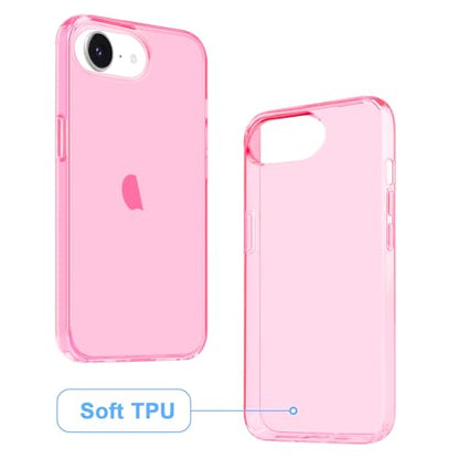 JJGoo for iPhone 17e Case for iPhone 16e Case Clear, Soft Transparent Shockproof Protective Slim Thin Phone Case Cover for 16e / 17e - color: Pink
