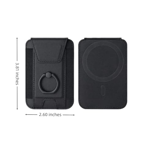 Magnetic Card Wallet Holder For Magsafe Wallets with Grip, 7 Cards Holder RFID Blocking, Ring Stand Stick on Wallet, Leather Magnetic Phone Wallet with Privacy Flap - color: black elastic circular support