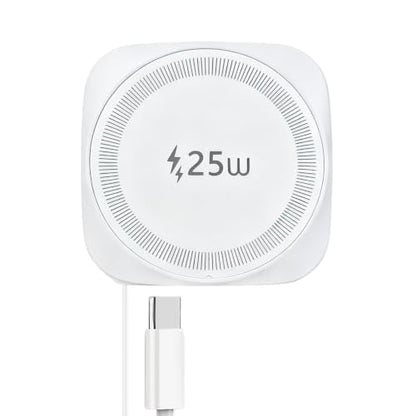 25W Magnetic Qi Fast Wireless Charging Pad, Slim Portable Wireless Charger with 0.7m Retractable USB-C Cable for iPhone, Samsung, Google Pixel, AirPods, 5 Colors(White) - color: White
