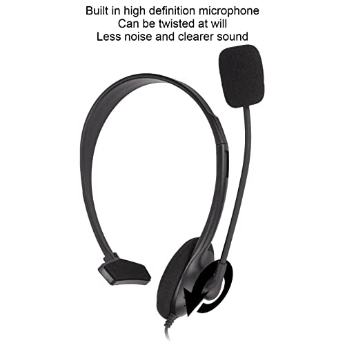 PUSOKEI Corded Telephone Headset, 3.5mm Single Ear Customer Service Headset, Fixed VOIP Phone Headset, with Noise Reduction Mic, Volume Controls, for Computers Black