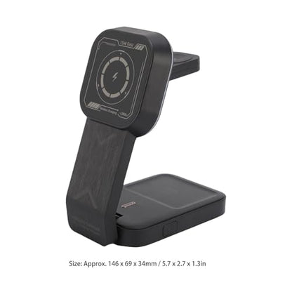 Fabater Fast Wireless Charging Stand 3 in 1 Dock for Multiple Devices Including Phone Watch Earbuds Compact Design Black 146x69x34mm