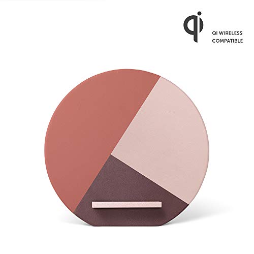 Native Union Dock Marquetry Wireless Charger–Genuine Italian Leather High Speed [Qi Certified] 10W Versatile Fast Wireless Charging Stand with iPhone 11/11Pro/11Pro Max(Rose) - color: Marquetry Rose