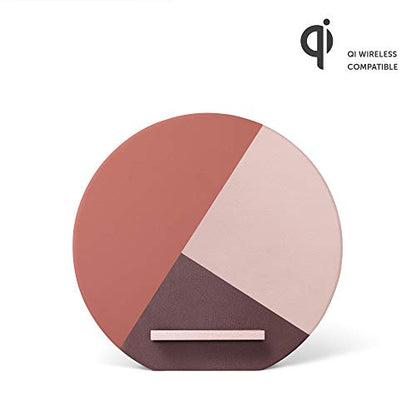 Native Union Dock Marquetry Wireless Charger–Genuine Italian Leather High Speed [Qi Certified] 10W Versatile Fast Wireless Charging Stand with iPhone 11/11Pro/11Pro Max(Rose) - color: Marquetry Rose