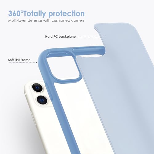 TENOC Phone Case Compatible with iPhone 11, Sierra Blue Case Translucent Protective Bumper Matte Hard Back Cover for 6.1 Inch - color: Sierra Blue, size: iPhone 11
