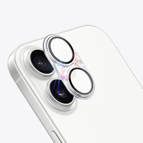 Bling Diamond Camera Lens Protector Compatible with iPhone 17, Metal Glitter Gem Camera Cover，9H Tempered Glass lens full Screen Protector with 3D Rhinestone Sparkle - size: for iPhone 17
