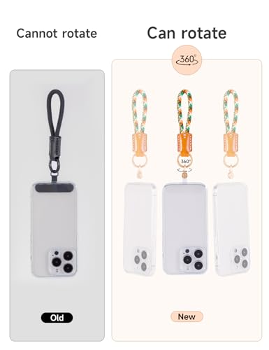 Phone Tether Tab 2 Pack,Universal Phone Lanyard Patch without Adhesive,Phone Strap Replacement Part for Cell Phone (Clear-Black) - color: Clear-black