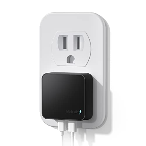 Nekmit Dual Port USB C Wall Charger, 40W PD Fast Charging USB C Wall Plug Adapter, Flat Thin Slim Charger Block for iPhone 17/17 Pro/17 Pro Max, Galaxy, MacBook Air, iPad, AirPods and More - color: Black