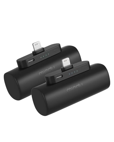 Miady 2-Pack Mini Portable Charger Built-in Connector Compact Battery Pack - color: Black+Black