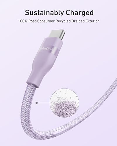 Anker Nano USB C to USB C Cable, 240W Fast Charging Cable (Purple, 3ft) - color: Purple, size: 3ft