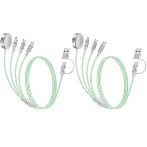 4-in-2 Multi Charging Cable for Apple Watch Charger/iPhone/Galaxy Charger - color: 2-Green+Green, size: 1.5M
