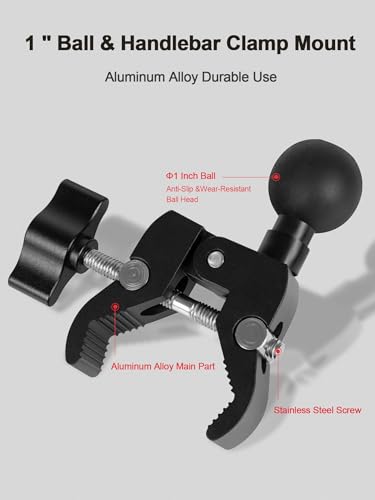 Nilkatss Aluminium Alloy Handlebar Mount Clamp Base with 1" (25.4 mm) Ball
