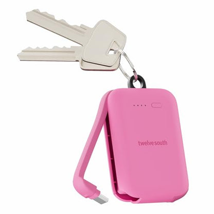 Twelve South PowerClip Mini Charger with Built-in USB-C Cable, 2000mAh - color: Fuchsia