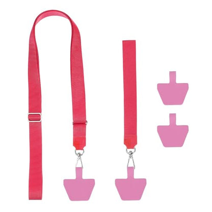 PATIKIL Smart Phone Lanyard with Wrist Strap and Patches for Most Smartphones ID Badges Keychain - color: Light Red