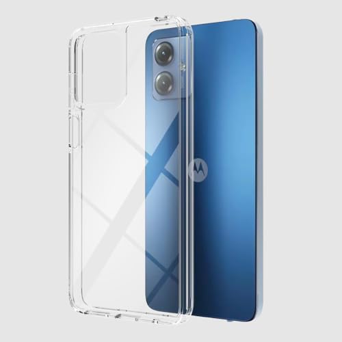 for Moto G14 Case Crystal Clear Slim Hard Case Hybrid Shockproof Bumper with Tempered Glass Screen Protector Full Body Anti-Yellow Anti-Scratch Phone Protective Cover - color: Moto G14