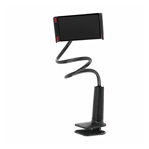 ZJchao Gooseneck Phone Holder with Clamp Base 360 Degree Flexible Arm Smartphone Stand for Bedside Desk Soft Arms Cell Mount Compatible Mobile Devices - color: Black