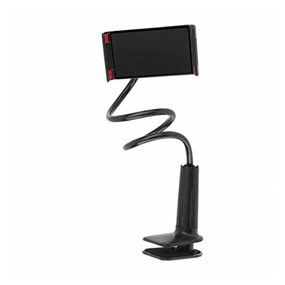 ZJchao Gooseneck Phone Holder with Clamp Base 360 Degree Flexible Arm Smartphone Stand for Bedside Desk Soft Arms Cell Mount Compatible Mobile Devices - color: Black