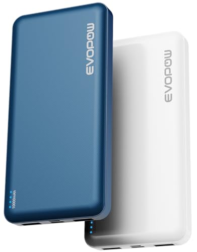 2-Pack Portable Charger, 10000mAh Power Bank, Battery Pack, Battery Bank - color: Blue&White