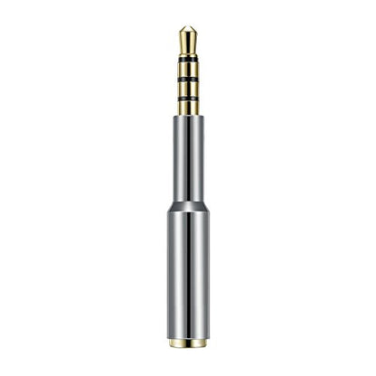 3.5mm 4-Pole Audio Jack Extender, Silver Headphone Adapter | Slim Case-Friendly Design