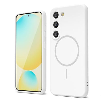 oakxco for Samsung Galaxy S24 FE Case Silicone Mag Safe, Magnetic Slim Thin Phone Case Compatible with Magsafe, Women Girls Cute Girly Aesthetic Soft Rubber Gel Safecase with Camera Cover, White - color: White, size: S24 FE