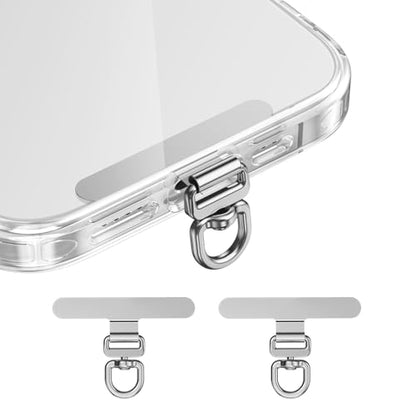 saxsion Phone Tether Tab & Lanyard Tab, 360° Swivel Clip - Ultra Thin Stainless Steel Universal Patch for All Phone Cases - color: Fashion Silver*2
